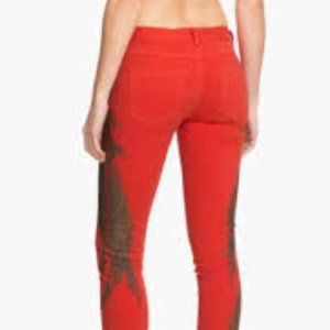 Haute Hippie HHHO12-4005 Range Red Feather Skinny Ankle, 29x30, NWT, $235 MSRP